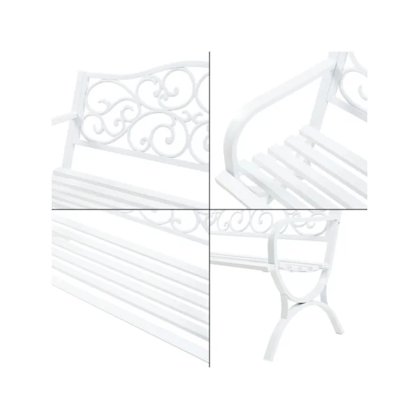 Banc de Jardin 127 x 53 x 79 cm en Acier Blanc