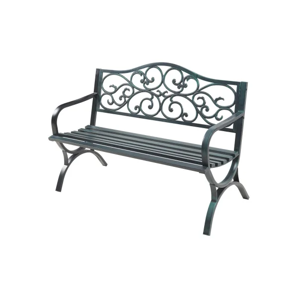 Banc de Jardin 127 x 53 x 79 cm en Acier Gris Foncé avec Patine Verte