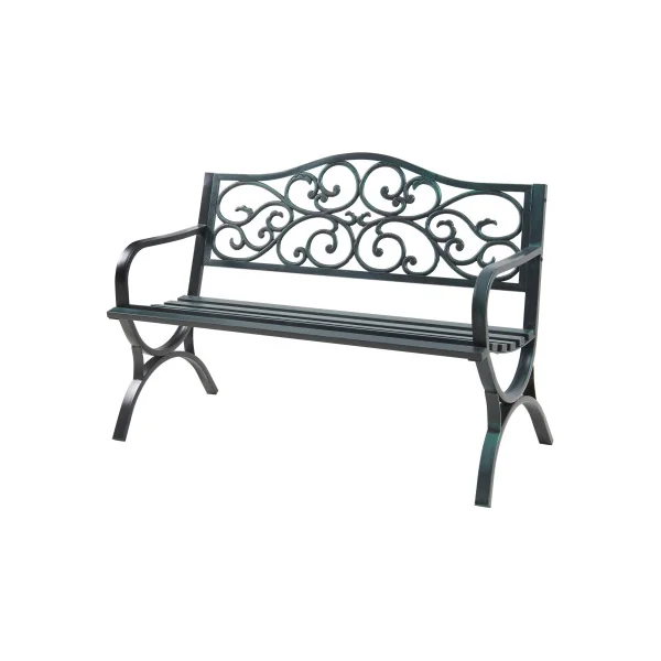 Banc de Jardin 127 x 53 x 79 cm en Acier Gris Foncé avec Patine Verte