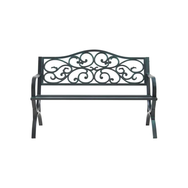 Banc de Jardin 127 x 53 x 79 cm en Acier Gris Foncé avec Patine Verte