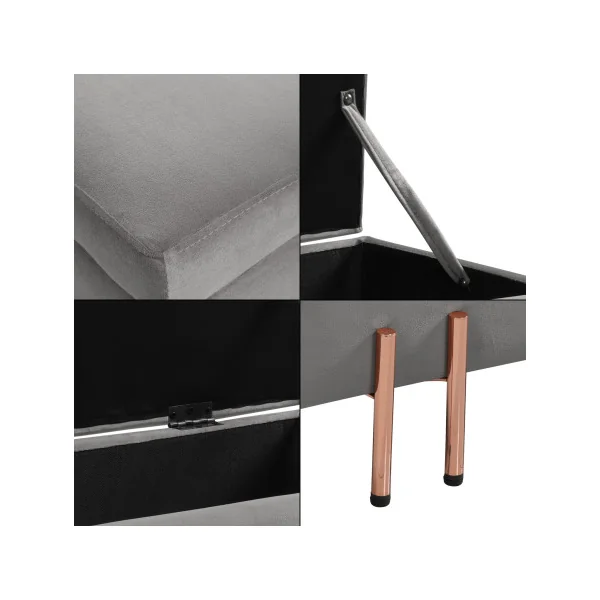 Banc de Rangement 110 x 40 x 42 cm Gris Banc d'Entrée Coffre Rangement