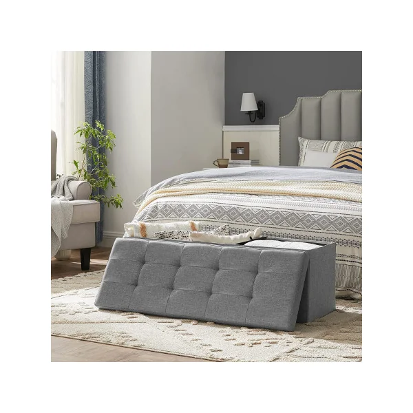 Banc d'Entrée Banc de rangement Gris 120L Coffre de Rangement en Tissu