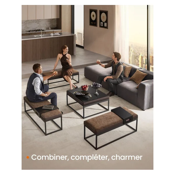 Banc d'Entrée en Acier Capacité 300 kg Marron Noisette