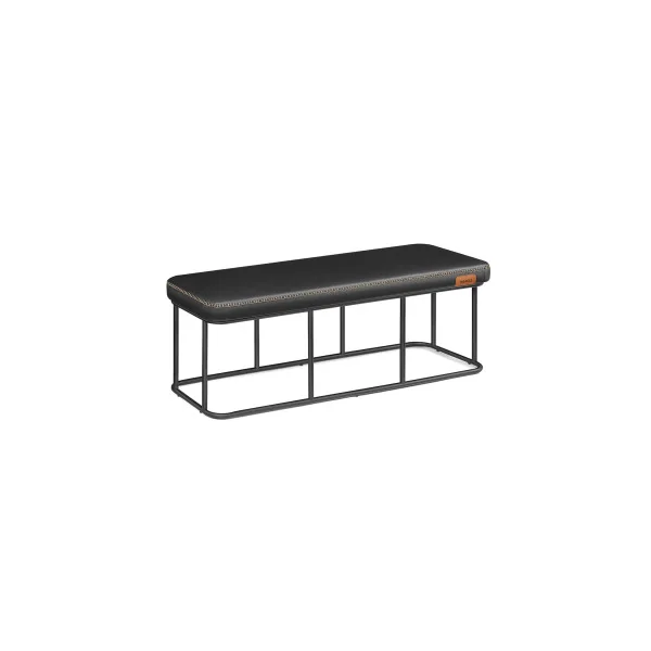 Banc d'Entrée en Acier Noir avec Assise Rembourrée