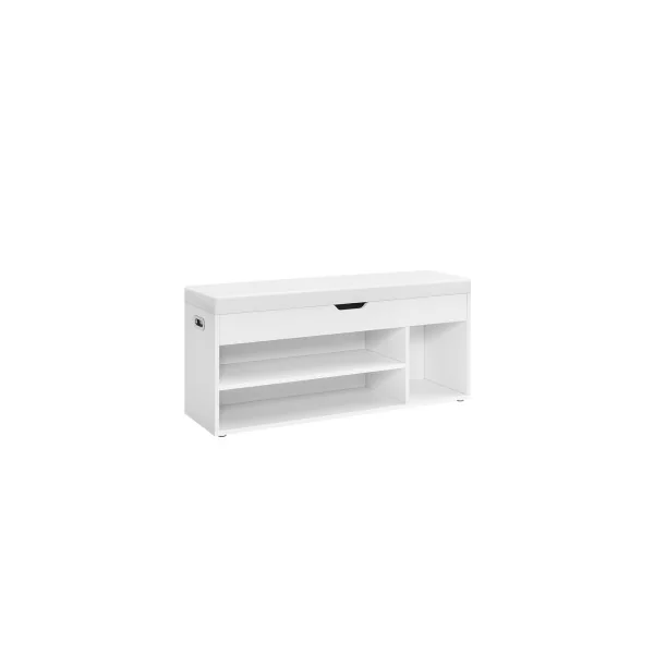 Banc à Chaussures 3 Compartiments Rembourré Banc de Rangement avec Rangement Caché