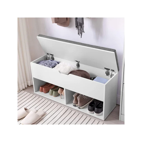 Banc à Chaussures avec Coussin Meuble d'Entrée Rangement Chaussures