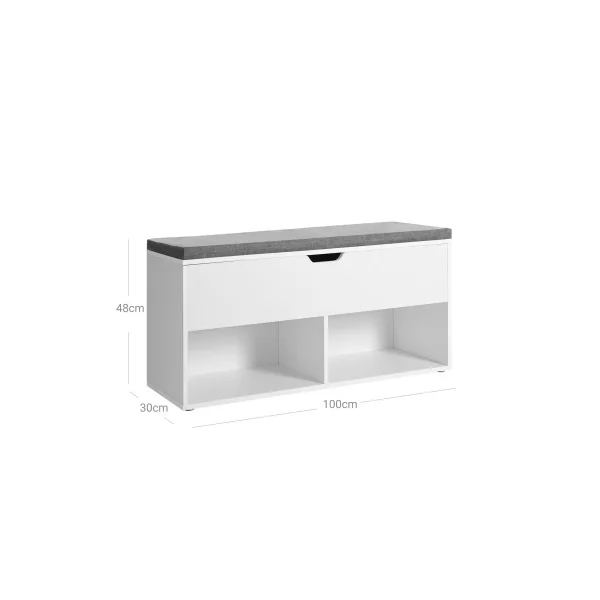 Banc à Chaussures avec Coussin Meuble d'Entrée Rangement Chaussures