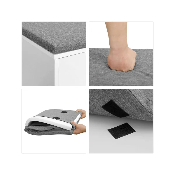 Banc à Chaussures avec Coussin Meuble d'Entrée Rangement Chaussures