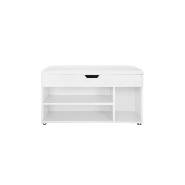 Banc à Chaussures Blanc Coffre de Rangement Meuble d'Entrée Rangement Chaussures