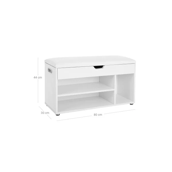 Banc à Chaussures Blanc Coffre de Rangement Meuble d'Entrée Rangement Chaussures