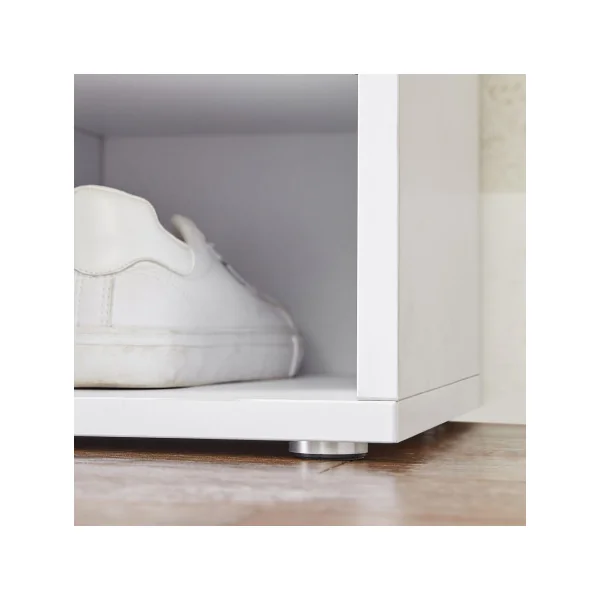 Banc à Chaussures Blanc Rangement avec 15 Compartiments Siège Rembourré