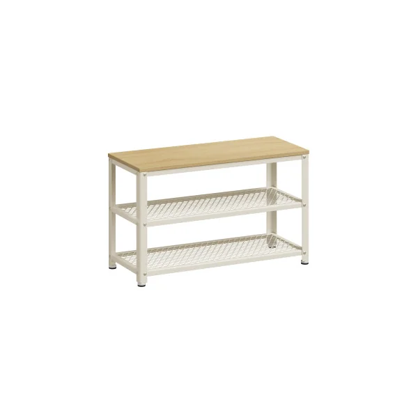 Banc à Chaussures d'Entrée Étagère de Rangement à 2 Niveaux Chêne Blanc