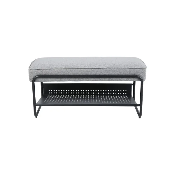 Banc à Chaussures Gris 90 x 37 x 42 cm Banc d'Entrée en Acier Noir
