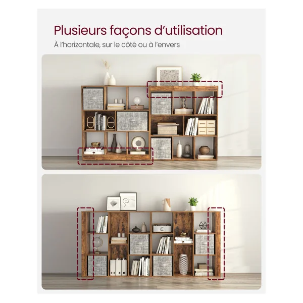 Bibliothèque 8 Casiers M Meuble de Rangement Brun Rustique
