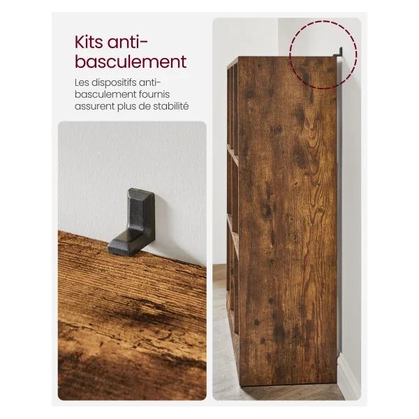 Bibliothèque 8 Casiers M Meuble de Rangement Brun Rustique