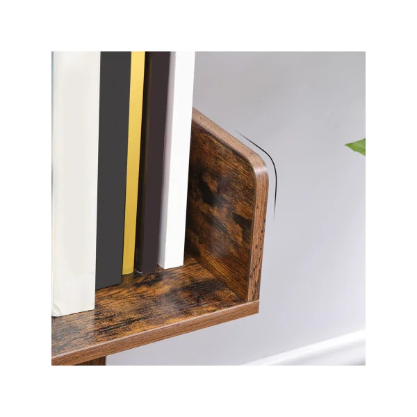 Bibliothèque Arbre Marron Rustique Etagère de Rangement Moderne CD DVD