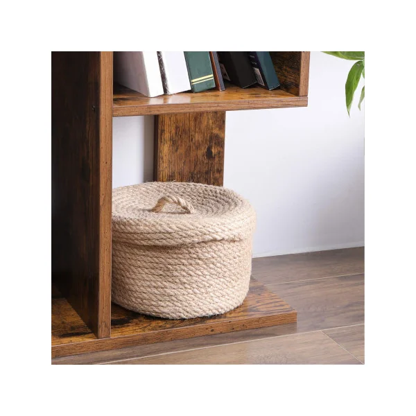 Bibliothèque Arbre Marron Rustique Etagère de Rangement Moderne CD DVD