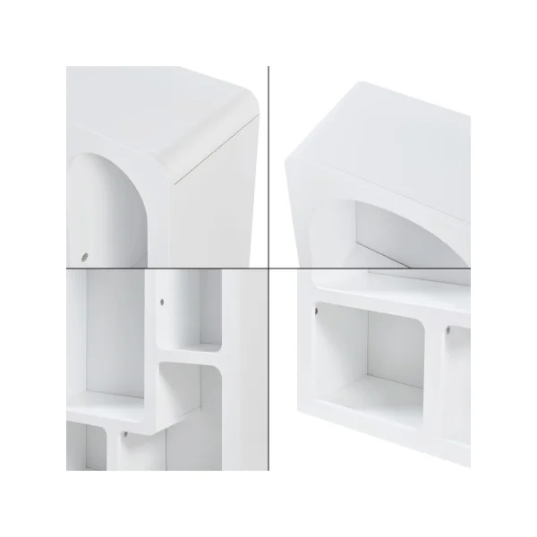 Bibliothèque Blanche Design 60 x 24 x 80 cm Meuble de Rangement Moderne 4 Niches