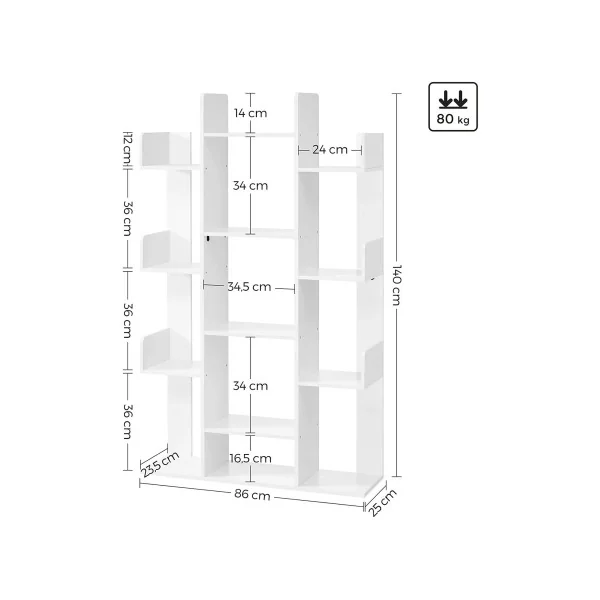 Bibliothèque Blanche Moderne 13 Cases Etagère de Rangement