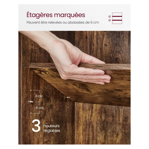 Bibliothèque de Rangement 6 Niveaux Marron Rustique Étagère de Rangement Salon Bureau Chambre