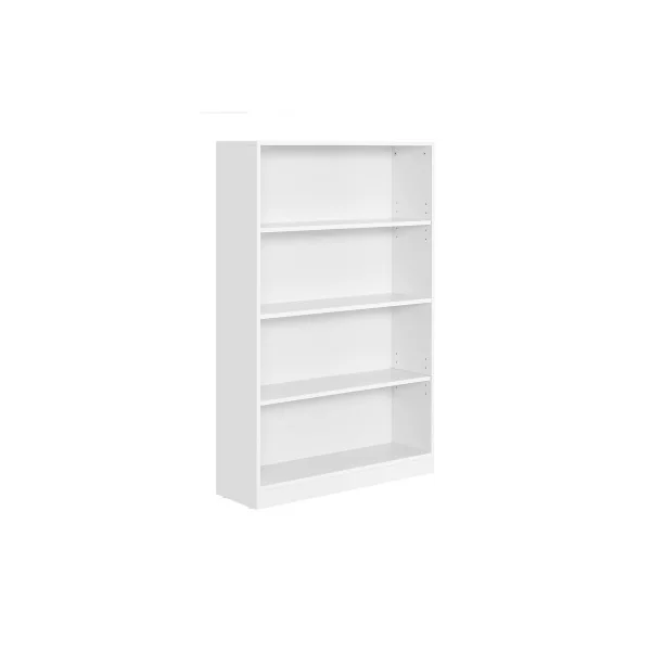 Bibliothèque de Salon 4 Niveaux Blanc Meuble de Rangement avec Étagères Réglables