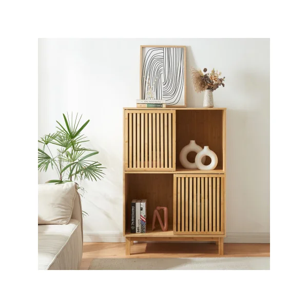 Bibliothèque en Bambou 84 x 39 x 120 cm Meuble Rangement Bambou