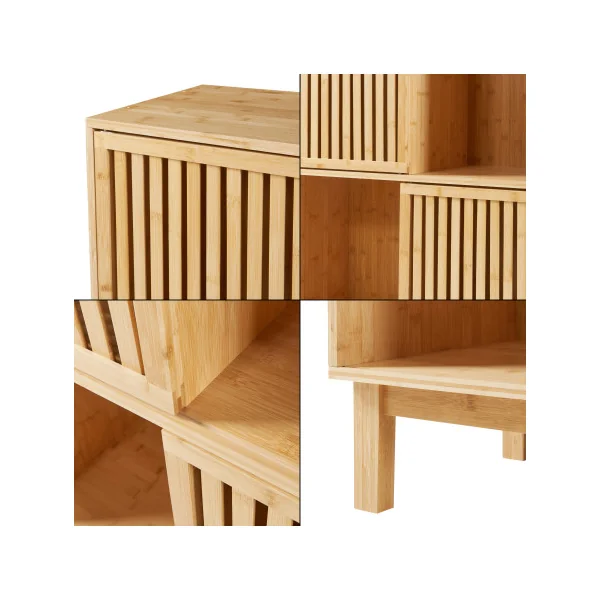 Bibliothèque en Bambou 84 x 39 x 120 cm Meuble Rangement Bambou
