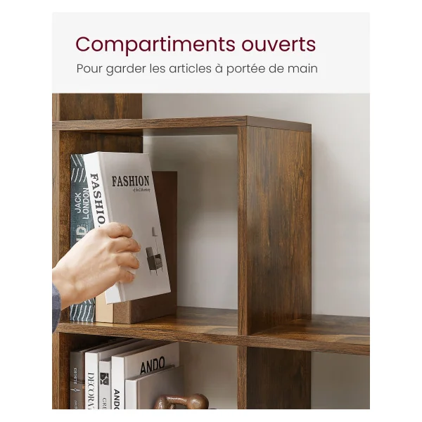 Bibliothèque Escalier Rustique Meuble de Rangement 10 Compartiments