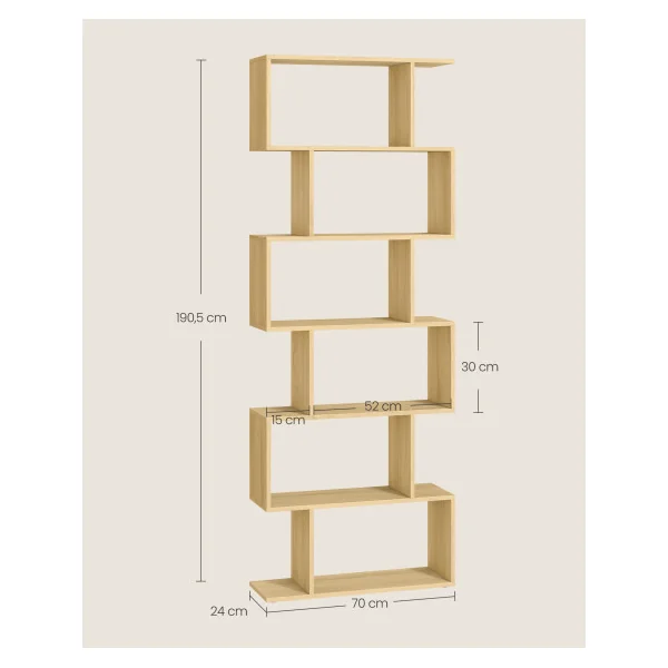 Bibliothèque Etagère à 6 niveaux Couleur Chêne Naturel Meuble de rangement Cloison séparateur