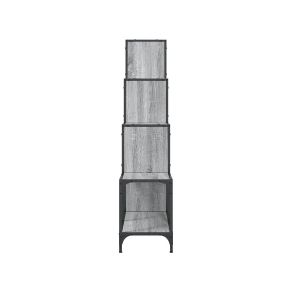 Bibliothèque Industrielle Escalier Chêne Gris Meuble Rangement Etagère Industrielle Métal Bois