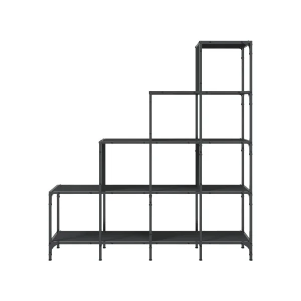 Bibliothèque Industrielle Escalier Noir Meuble Rangement Etagère Industrielle Métal Bois