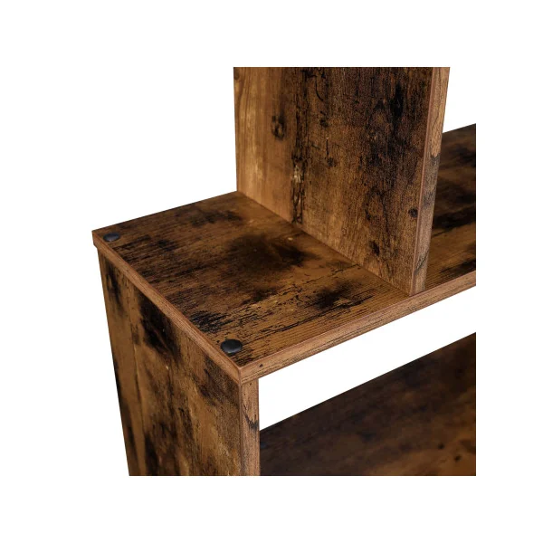 Bibliothèque Marron Rustique Etagère Zigzag 6 niveaux Meuble de rangement Cloison Séparateur pour Salon