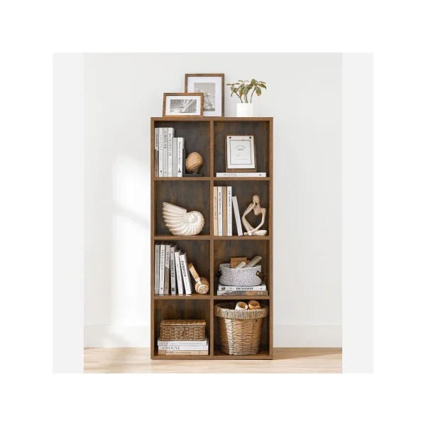 Bibliothèque Marron Vintage 8 Cases Verticale ou Horizontale Meuble de Rangement