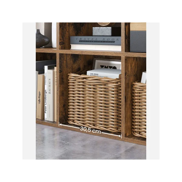 Bibliothèque Marron Vintage 8 Cases Verticale ou Horizontale Meuble de Rangement