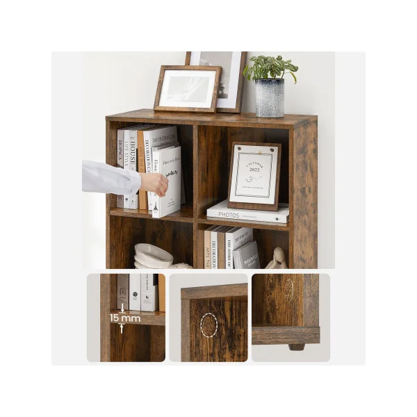 Bibliothèque Marron Vintage 8 Cases Verticale ou Horizontale Meuble de Rangement