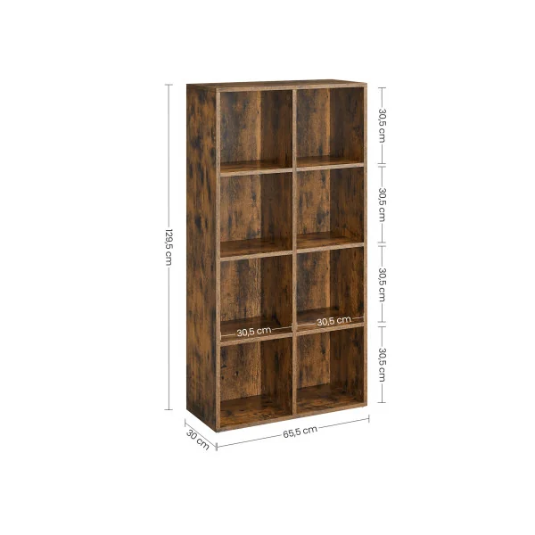 Bibliothèque Marron Vintage 8 Cases Verticale ou Horizontale Meuble de Rangement