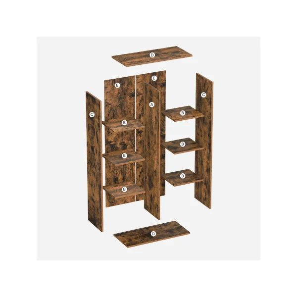 Bibliothèque Marron Vintage 8 Cases Verticale ou Horizontale Meuble de Rangement
