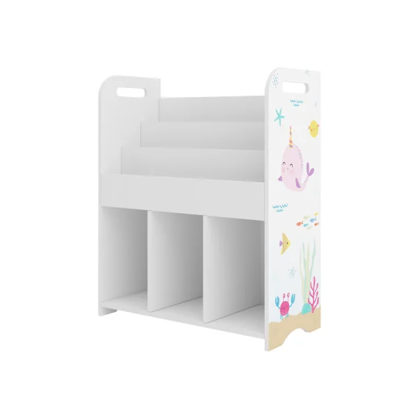 Bibliothèque Étagère Enfant 62 x 29 x 75 cm avec Motif Océan Rangement Livres