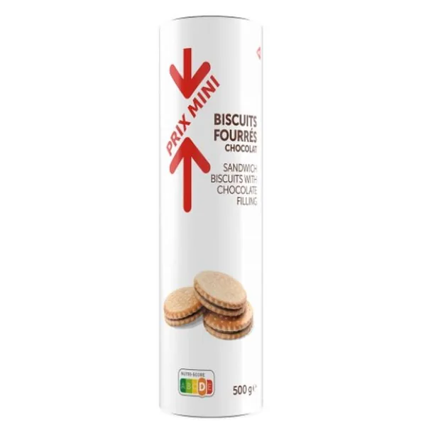 Biscuits fourrés chocolat, Prix mini (500 g)