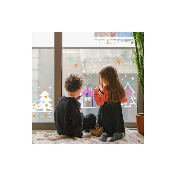 Boite 6 feutres effaçables pour vitres et miroirs - Super Petit