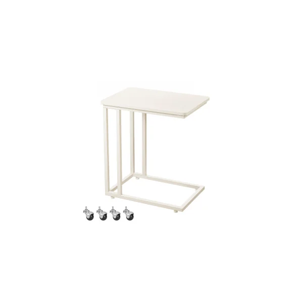 Bout de canapé Industriel Table d’Appoint Blanc Crème Mobile