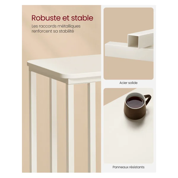 Bout de canapé Industriel Table d’Appoint Blanc Crème Mobile