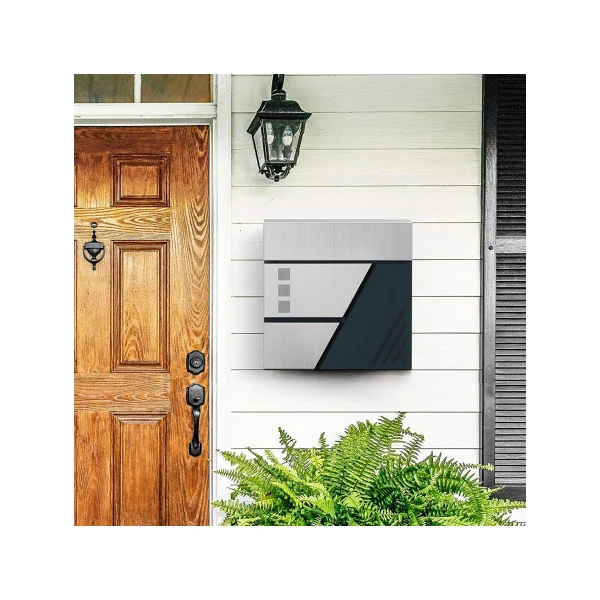 Boîte aux Lettres Design Murale avec Fenêtres de Visualisation avec Serrure et Clés Argent et Gris Anthracite