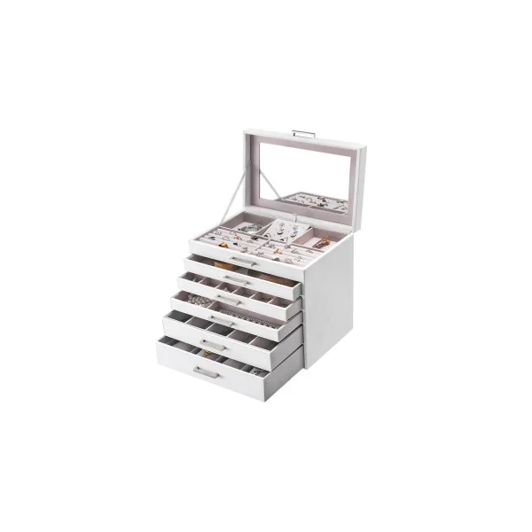 Boîte à Bijoux 6 niveaux Grande Coffret à Bijoux 6 Étages avec Miroir