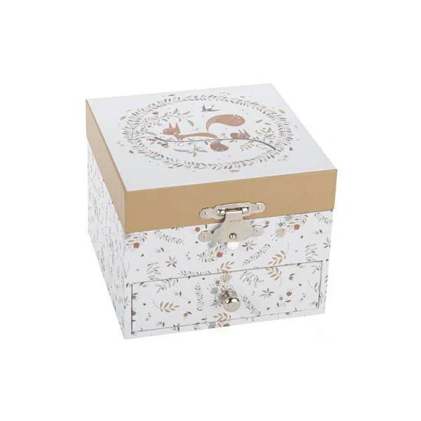 Boîte à bijoux musicale cube Ecureuil dans la Prairie - Trousselier
