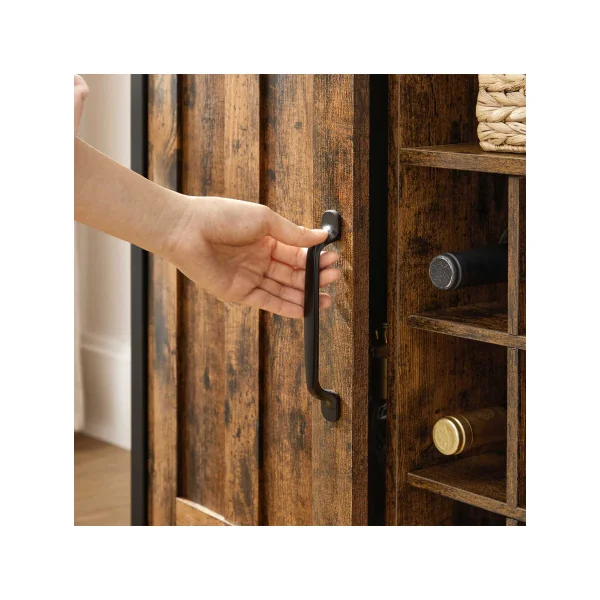 Buffet Bouteilles Industriel Meuble de Rangement avec Porte-Bouteilles Placard 2 Portes pour Salle à Manger Salon Cuisine