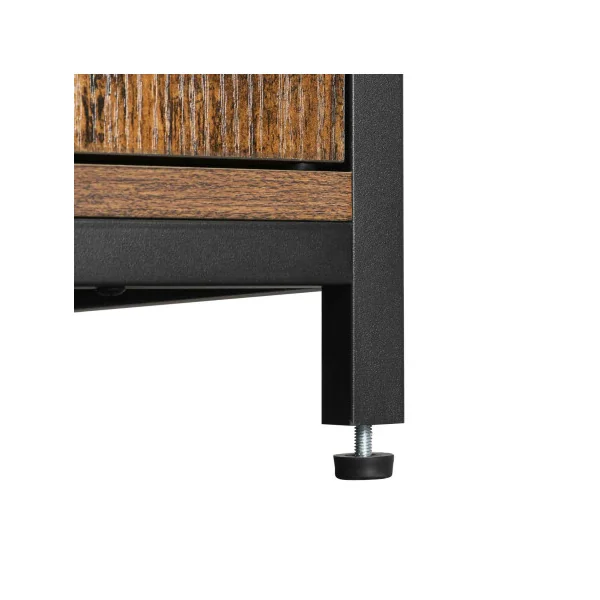 Buffet de Cuisine 2 Portes Structure en Acier Bahut Haut Marron Rustique et Noir