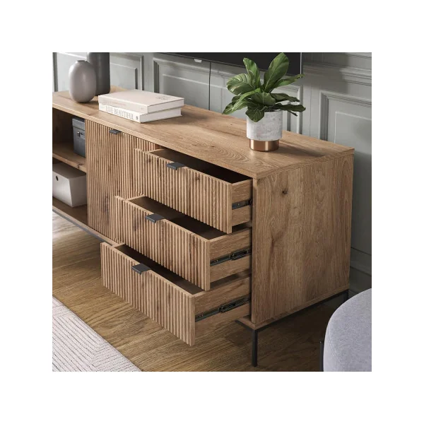 Buffet de Salon Chêne Design Buffet 2 Placards 3 Tiroirs Buffet Moderne
