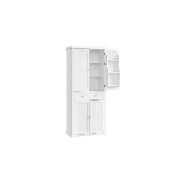 Buffet Haut Cuisine Blanc Meuble de Rangement Armoire Vaisselier