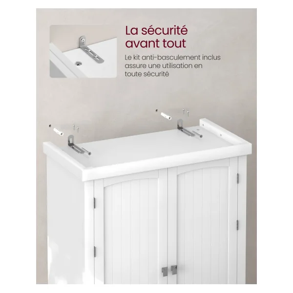 Buffet Haut Cuisine Blanc Meuble de Rangement Armoire Vaisselier